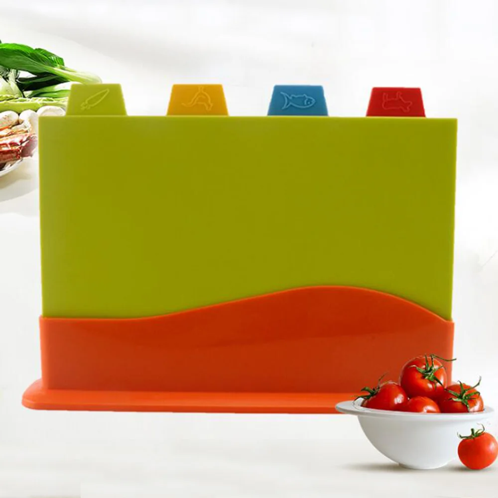 4Pcs/set Kitchen Coloured Chopping Blocks Anti-Skid Cutting for Fruit Vegetable Meat Kitchen Utensils Food Grade Tool with Stand
4Pcs/set Kitchen Coloured Chopping Blocks Anti-Skid Cutting for Fruit Vegetable Meat Kitchen Utensils Food Grade Tool with Stand
