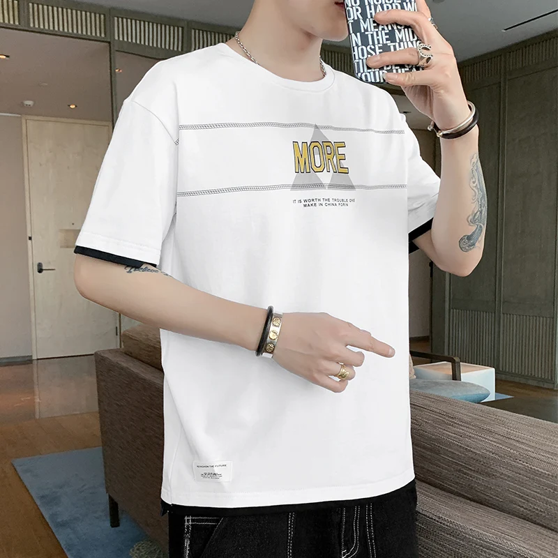 Men Summer T-shirt Korean Fashion Short Sleeve Casual Trend Solid Color Printing Pattern Round Neck High Quality All-match Coat
Men Summer T-shirt Korean Fashion Short Sleeve Casual Trend Solid Color Printing Pattern Round Neck High Quality All-match Coat
