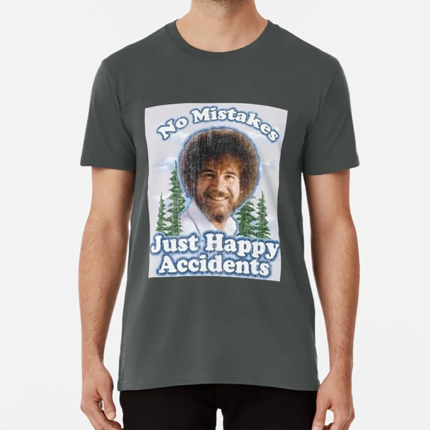 Футболка без ошибок с надписью just happy несчастные случаи bobross tumblr happylittlelungs