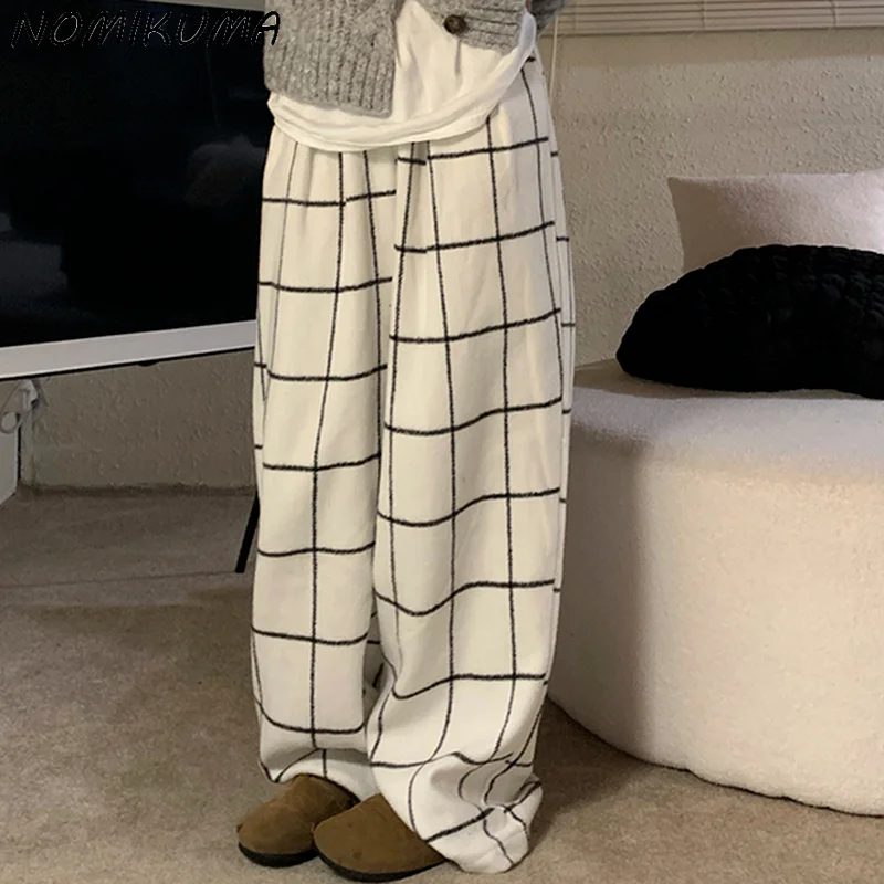 Nomikuma Causal Woolen Plaid Pants Women High Waist Long Trousers 2021 Autumn Winter New Korean Wide Leg Pants De Mujer 6V829
Nomikuma Causal Woolen Plaid Pants Women High Waist Long Trousers 2021 Autumn Winter New Korean Wide Leg Pants De Mujer 6V829