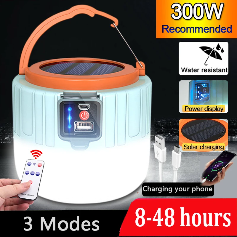 Solar LED Camping Light USB Portable Lanterns 300W USB Charging Night LampMarket Lamp Energy-saving bulb Outdoor Emergency Lamp
Solar LED Camping Light USB Portable Lanterns 300W USB Charging Night LampMarket Lamp Energy-saving bulb Outdoor Emergency Lamp