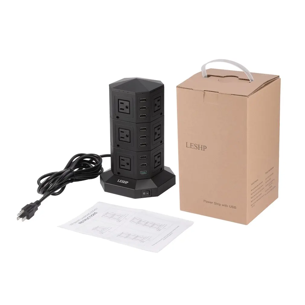 LESHP USB Smart Charging Socket 3 Layers 9 USB Ports Fast Charge Power Strip 3M Cable Anti Surge Prevention Energy-saving
LESHP USB Smart Charging Socket 3 Layers 9 USB Ports Fast Charge Power Strip 3M Cable Anti Surge Prevention Energy-saving