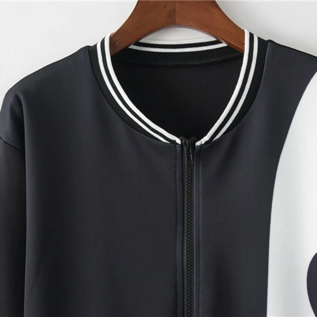 2019 Casual Autumn Women Jackets Outerwear Animal Print Colored Zipper Blouse Female Bomber Fashion Baseball Coat | Женская одежда