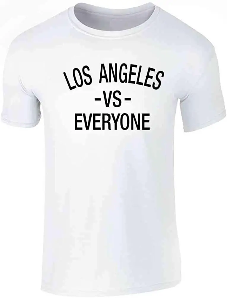 Los Angeles Vs Everyone White Graphic Tee T-Shirt For Men 100% Cotton Streetwear Homme Tops Cool Breathable T Shirts
Los Angeles Vs Everyone White Graphic Tee T-Shirt For Men 100% Cotton Streetwear Homme Tops Cool Breathable T Shirts