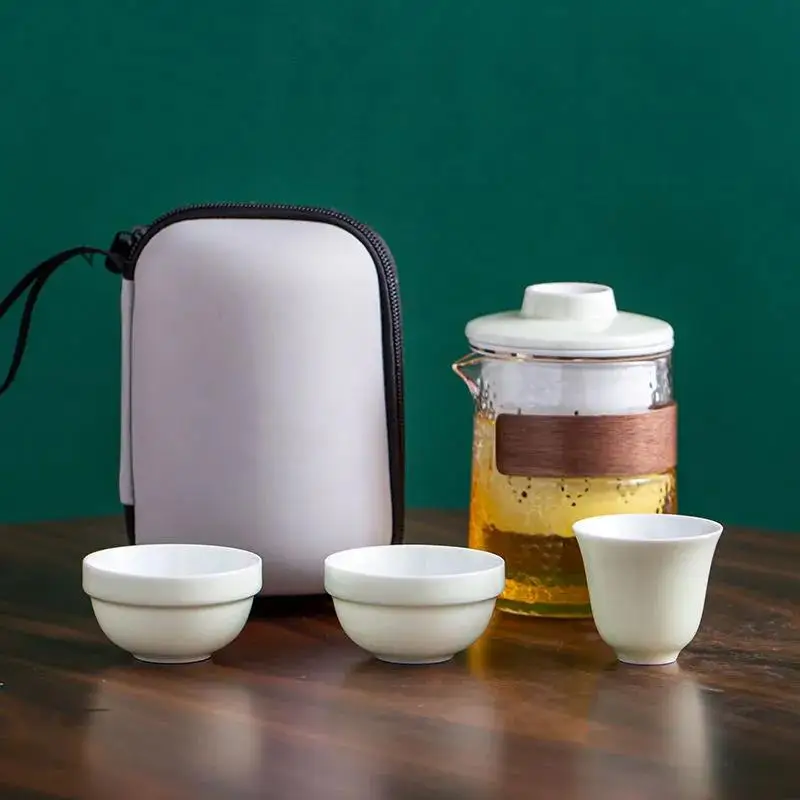 Travel tea set portable package a pot three cups anti-scalding glass quick cup Japanese ceramic simple kung fu tea set 
Travel tea set portable package a pot three cups anti-scalding glass quick cup Japanese ceramic simple kung fu tea set