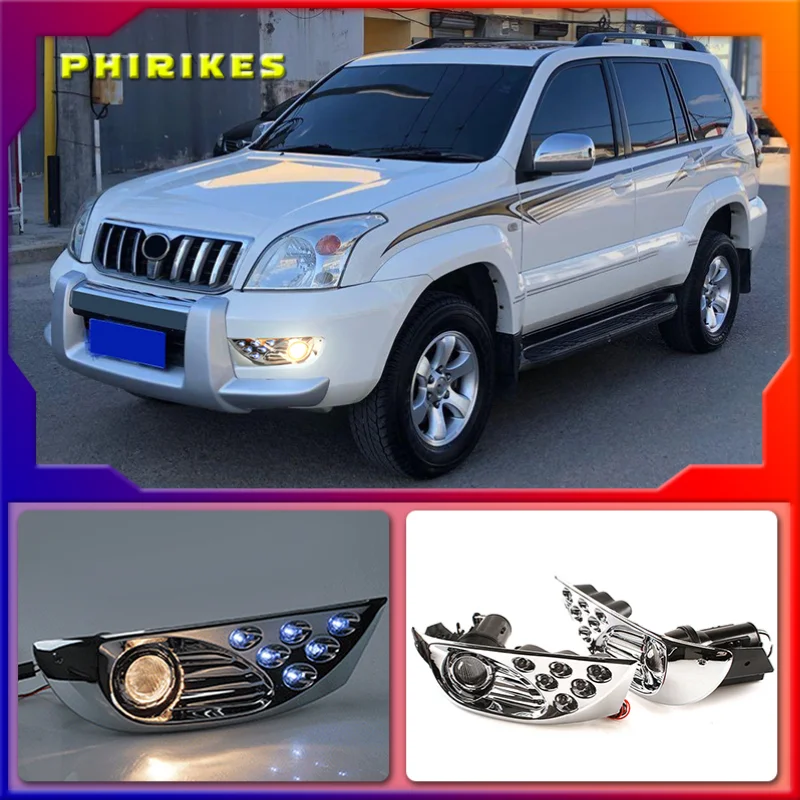 

Светодиодные дневные ходовые огни для Toyota Prado 120 LC120 GRJ120 Land cruiser 2003-2009, противотуманные фары, дневные ходовые огни, бампер