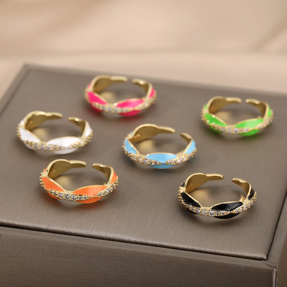 Cool Colorful Resin Enamel Gold Open Rings for Women Vintage Punk Zircon Wedding Rings 2021 Trend Party Jewelry Gifts On-Sale
Cool Colorful Resin Enamel Gold Open Rings for Women Vintage Punk Zircon Wedding Rings 2021 Trend Party Jewelry Gifts On-Sale