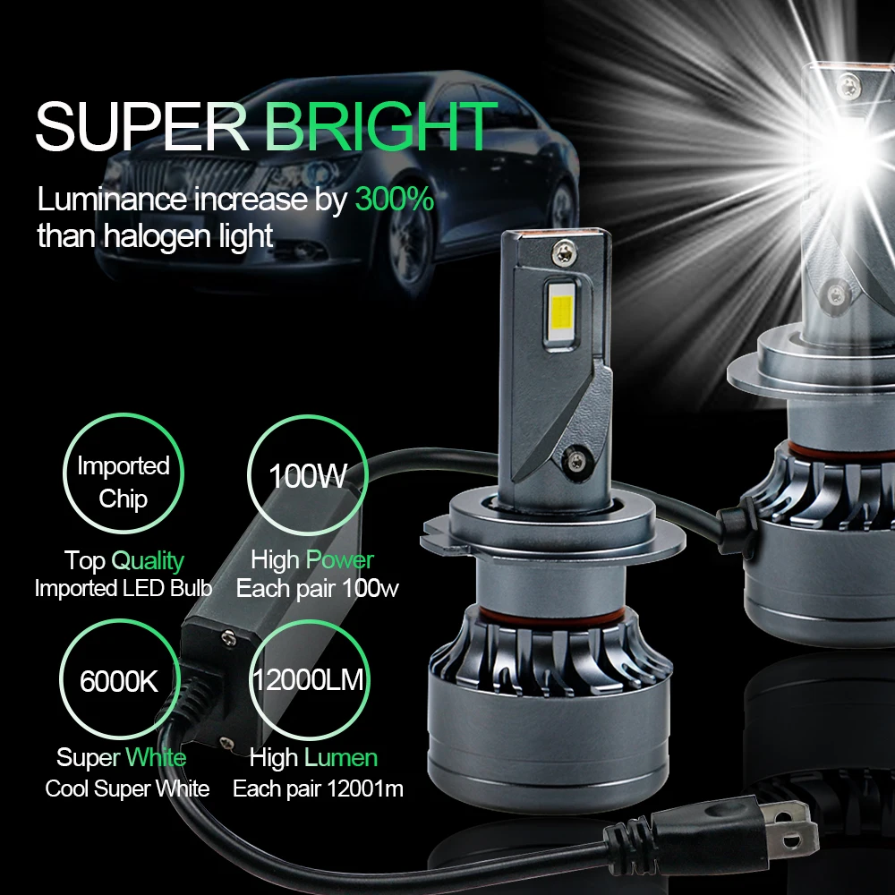 Car LED H1 Headlight H4 H7 H11 H13 9005 HB3 9006 HB4 9012 Canbus No Error Bulb CSP 3570 Chip 7200LM Auto 6000K White 2Pcs 12V
Car LED H1 Headlight H4 H7 H11 H13 9005 HB3 9006 HB4 9012 Canbus No Error Bulb CSP 3570 Chip 7200LM Auto 6000K White 2Pcs 12V