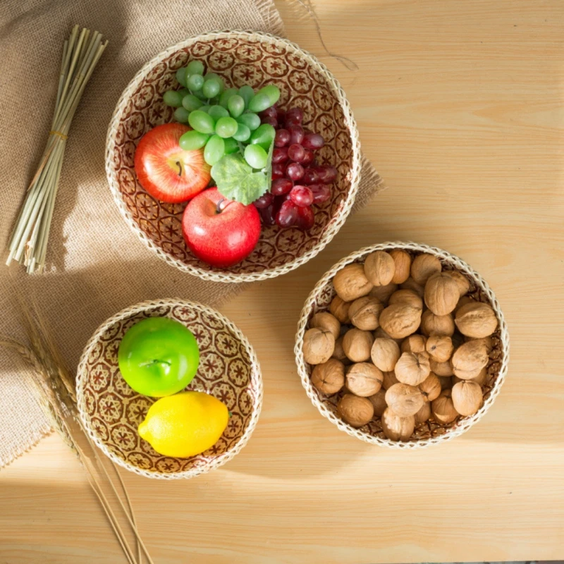 Handmade Fruit Basket Bamboo Woven Pattern Bottom Vegetable Basket Kitchen Storage Basket Snack Tray Home Organization
Handmade Fruit Basket Bamboo Woven Pattern Bottom Vegetable Basket Kitchen Storage Basket Snack Tray Home Organization
