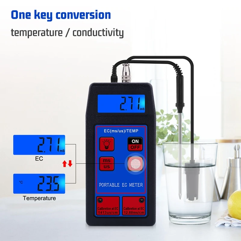 TOP EC-8423 2 In1 TEMP EC Tester Digital EC Meter Conductivity Meters Water Quality Test Tool for Pool Drink Water Aquarium
TOP EC-8423 2 In1 TEMP EC Tester Digital EC Meter Conductivity Meters Water Quality Test Tool for Pool Drink Water Aquarium
