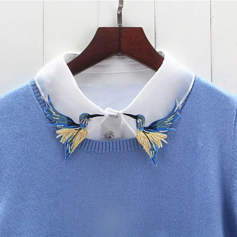 Women Shirt Fake Collar Tie Fashion Heavy Bird Embroidery Crystal Sewing Detachable Collar False Collar Lapel Blouse Top Women
Women Shirt Fake Collar Tie Fashion Heavy Bird Embroidery Crystal Sewing Detachable Collar False Collar Lapel Blouse Top Women