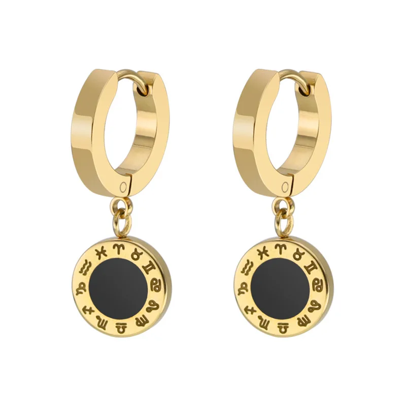 Fashion Constellation Symbol Titanium Steel Stainless Steel Round Cake Ear Buckle Rose Gold Drop Oil Drop Glue Earrings Allergy
Fashion Constellation Symbol Titanium Steel Stainless Steel Round Cake Ear Buckle Rose Gold Drop Oil Drop Glue Earrings Allergy