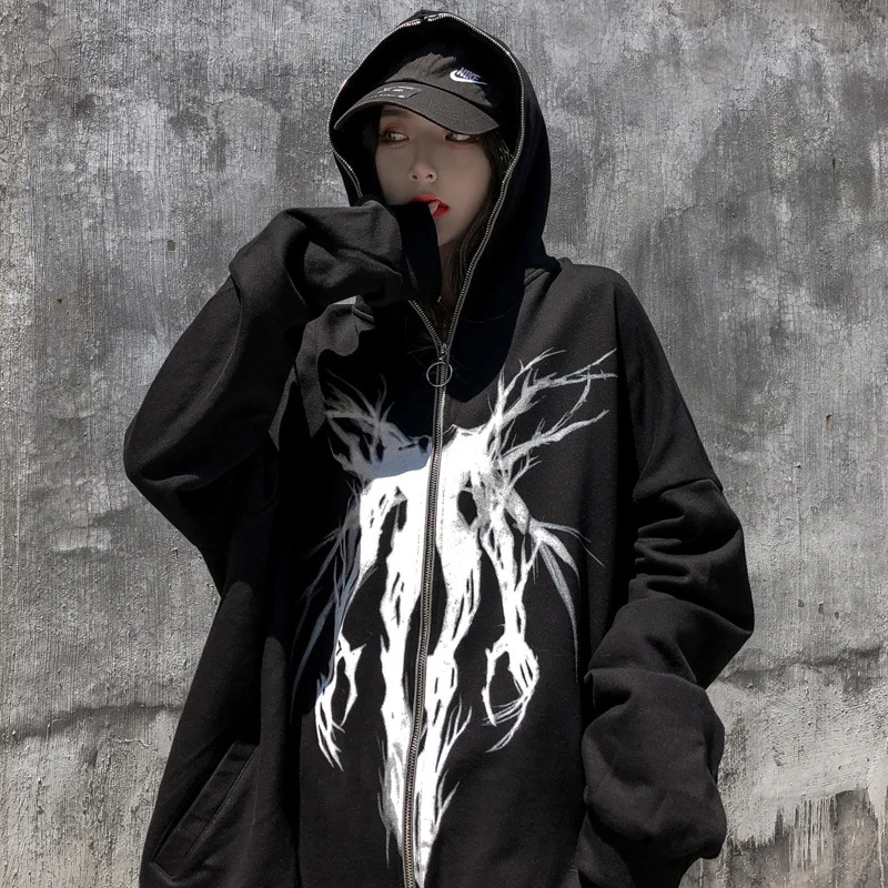 Hoodies Female Tide Loose Women's Sweatshirt Zipper Oversized Hooded Thin Style Female Jacket Hoody Oversized Hoodie Y2k Goth
Hoodies Female Tide Loose Women's Sweatshirt Zipper Oversized Hooded Thin Style Female Jacket Hoody Oversized Hoodie Y2k Goth