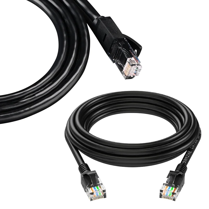 

1PC Black RJ45 CAT-5 Ethernet Cord Lan Network Patch Cable Compatible Patch Cord For Computer Multiple Specifications Cables