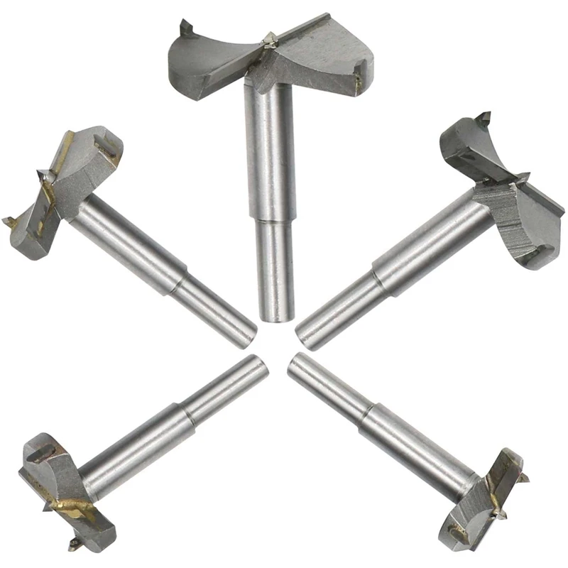 5-piece set, Fraeser milling cutter Pot drill with center point, wood drill bit carbide 35/40/45/50/60 mm diameter, knothole dri
5-piece set, Fraeser milling cutter Pot drill with center point, wood drill bit carbide 35/40/45/50/60 mm diameter, knothole dri