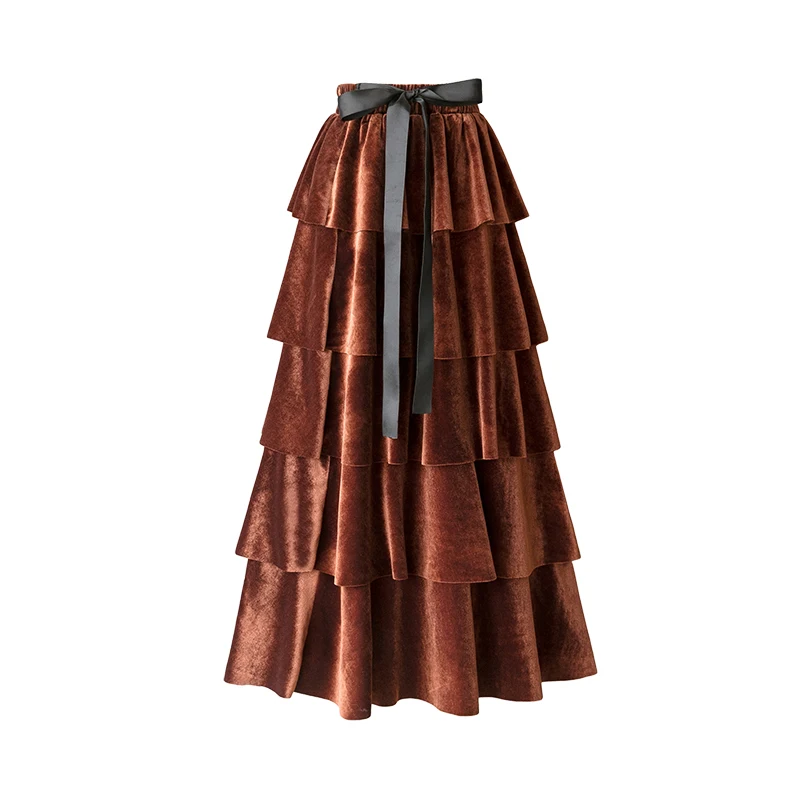 2020 Winter Female Elegant Silk Touch Multi-layered Cakee Maxi Long Skirts Elastic Waist Pleated Ruffle Autumn Skirt
2020 Winter Female Elegant Silk Touch Multi-layered Cakee Maxi Long Skirts Elastic Waist Pleated Ruffle Autumn Skirt