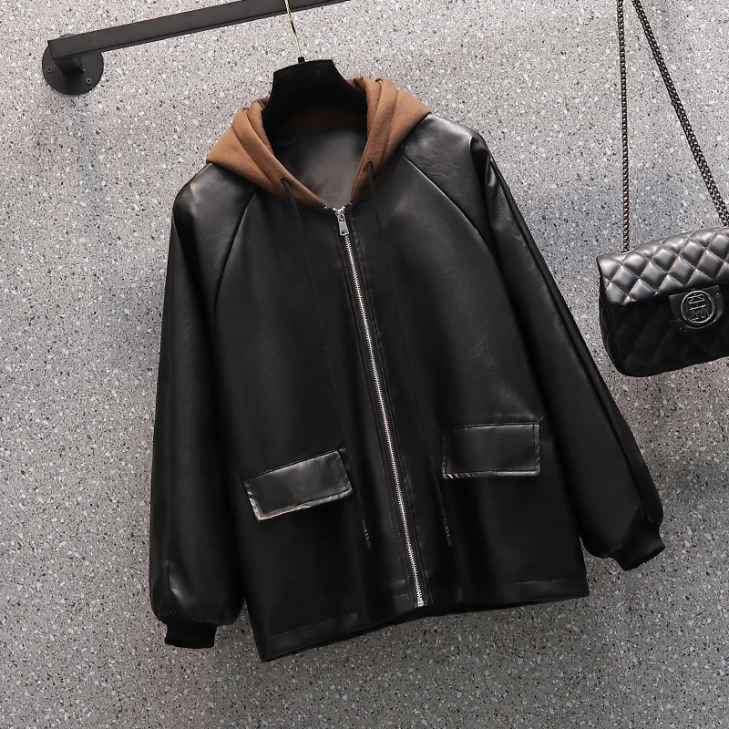 Женское меховое пальто с капюшоном размера плюс, Осень-зима 2021, Повседневная Свободная бейсбольная форма из искусственной кожи, кожаная жен... 
Женское меховое пальто с капюшоном размера плюс, Осень-зима 2021, Повседневная Свободная бейсбольная форма из искусственной кожи, кожаная жен...