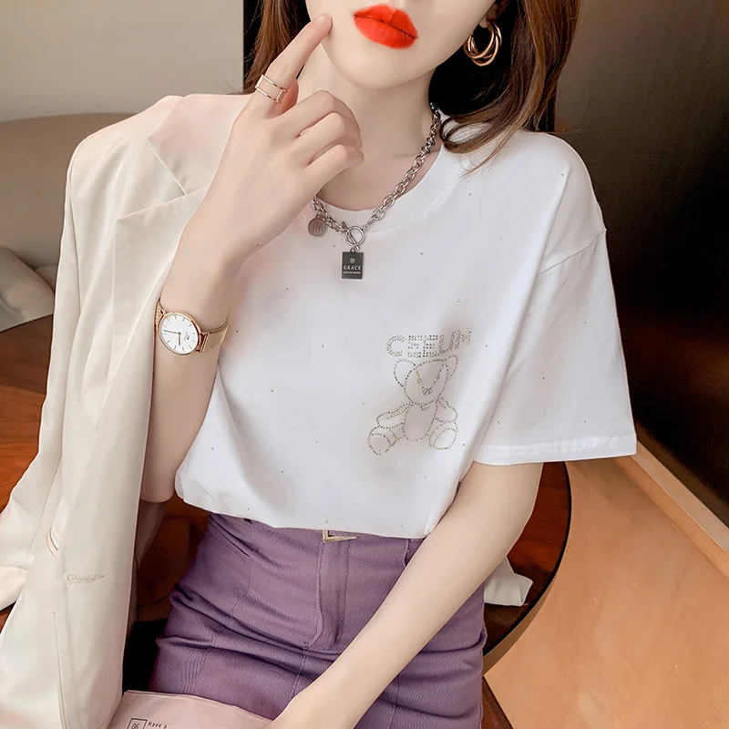 Cartoons Hot drilling T Shirt Summer Women Short Sleeve Leisure Top Tee Casual Female T Shirts graphic tee women clothing
Cartoons Hot drilling T Shirt Summer Women Short Sleeve Leisure Top Tee Casual Female T Shirts graphic tee women clothing