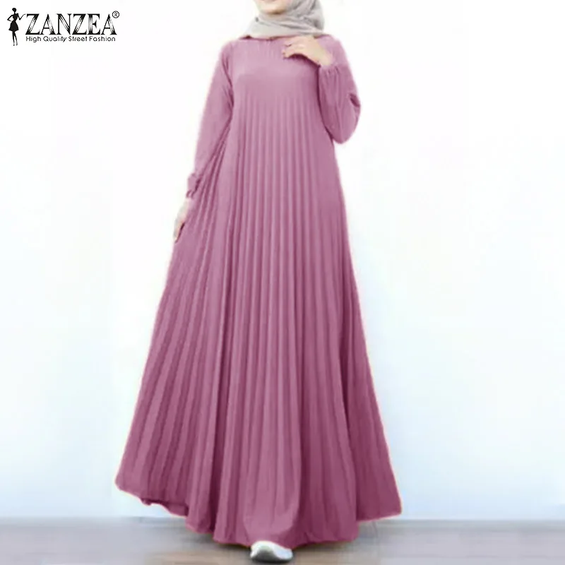 Elegant Autumn Dress ZANZEA Women Muslim Abaya Dubai Long Sleeve Maxi Dress Fashion Solid Pleated Robe Femme Islam Clothing
Elegant Autumn Dress ZANZEA Women Muslim Abaya Dubai Long Sleeve Maxi Dress Fashion Solid Pleated Robe Femme Islam Clothing