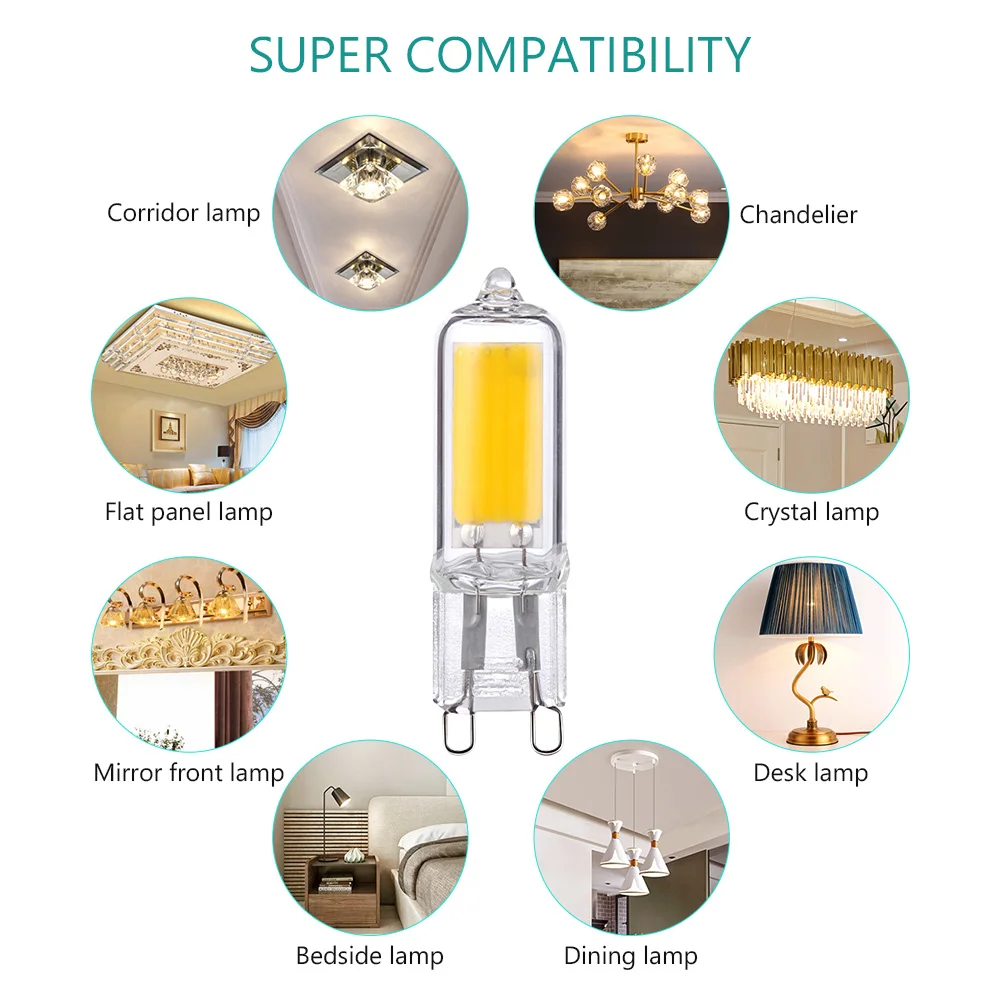 G9 3W 5W 220V Angle Glass Home Chandelier COB Home Spotlight Halogen Lamps Lighting G9 LED Bulb Mini Light Bulbs Super Bright
G9 3W 5W 220V Angle Glass Home Chandelier COB Home Spotlight Halogen Lamps Lighting G9 LED Bulb Mini Light Bulbs Super Bright