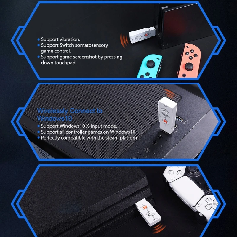 H7JA R100 Wireless Gamepad Adapter Controller Converter Fit for Switch/Windows 10/PS5
H7JA R100 Wireless Gamepad Adapter Controller Converter Fit for Switch/Windows 10/PS5