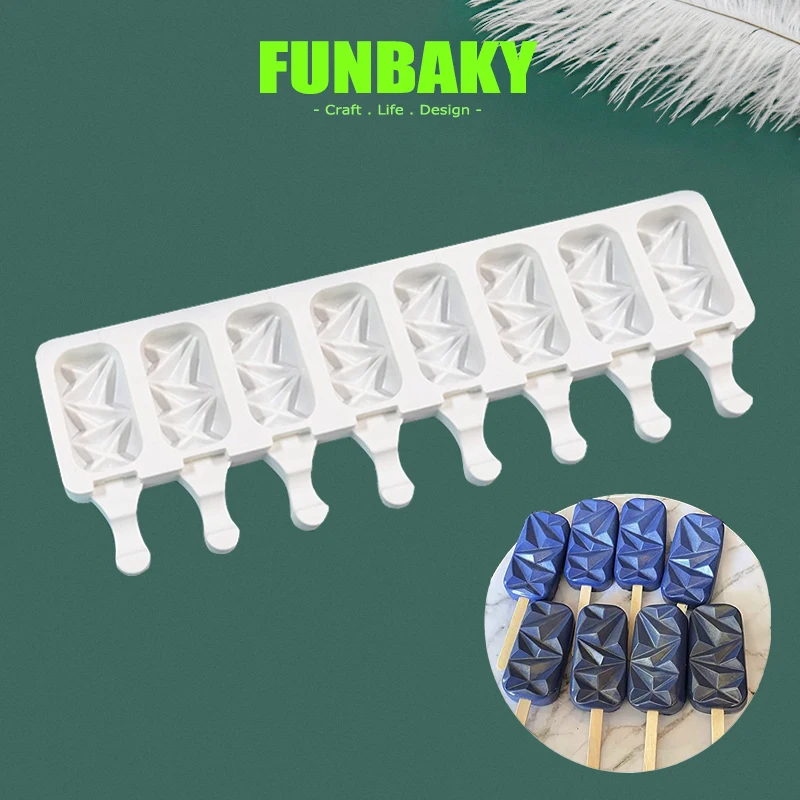 FUNBAKY Diamond Ice Cream Mold Silicone Food Grade Moulds 8cell Homemade Reusable Popsicle Molds Diy Ice Cube Tool
FUNBAKY Diamond Ice Cream Mold Silicone Food Grade Moulds 8cell Homemade Reusable Popsicle Molds Diy Ice Cube Tool
