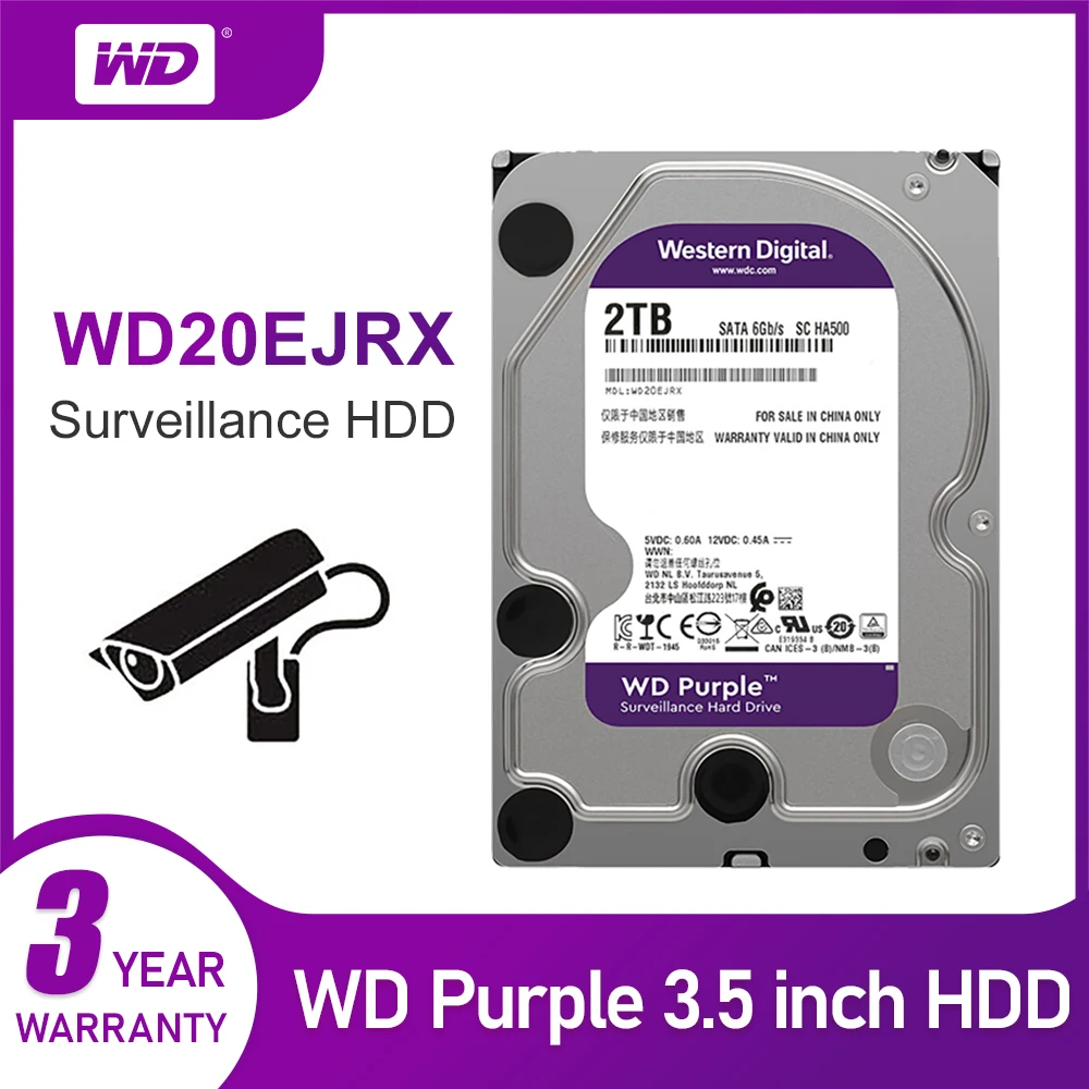 New Western Digital WD Purple Color HDD 1TB 2TB 3TB 4TB SATA 6.0Gb/s 3.5" Laptop HDD Hard Drive For CCTV Camera AHD DVR IP NVR
New Western Digital WD Purple Color HDD 1TB 2TB 3TB 4TB SATA 6.0Gb/s 3.5" Laptop HDD Hard Drive For CCTV Camera AHD DVR IP NVR