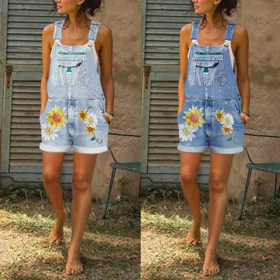 New Sunflower Printed Short Jean Overalls Women Summer Loose Shorts Denim Jumpsuit Female Denim Rompers Straps Shorts Plus Size
New Sunflower Printed Short Jean Overalls Women Summer Loose Shorts Denim Jumpsuit Female Denim Rompers Straps Shorts Plus Size