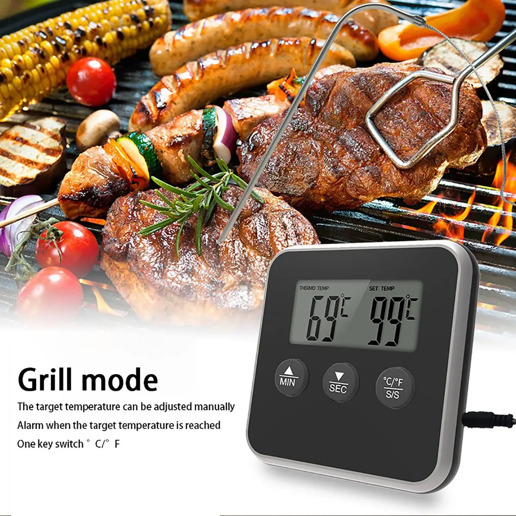 Electronic Digital LCD Food Thermometer Probe BBQ Meat Water Oil Cooking Temperature For Kitchen Alarm Cooking Timer
Electronic Digital LCD Food Thermometer Probe BBQ Meat Water Oil Cooking Temperature For Kitchen Alarm Cooking Timer