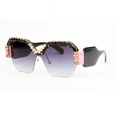 Ultra-large half frame with rhinestone glasses and wide leg ladies sunglasses trend hand-made diamond sunglasses
Ultra-large half frame with rhinestone glasses and wide leg ladies sunglasses trend hand-made diamond sunglasses