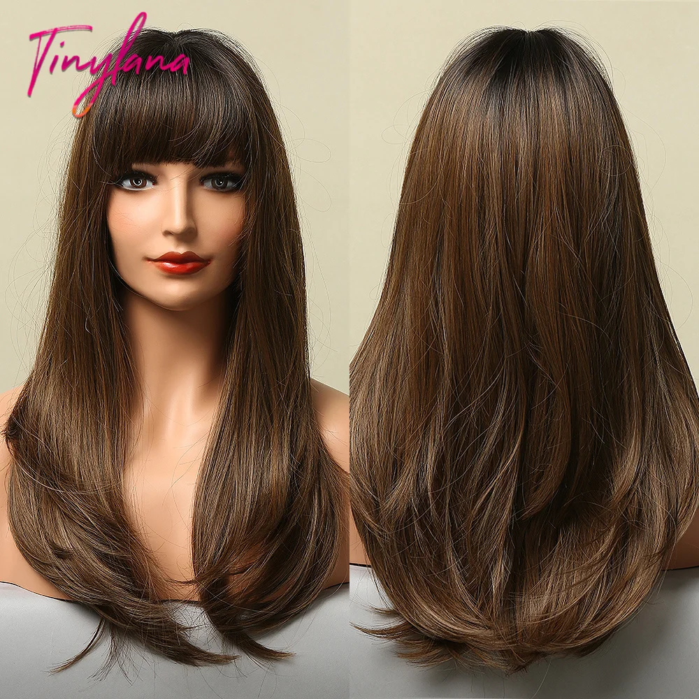 TINY LANA Ombre Ash Brown Blonde Synthetic Wigs with Full Bangs Long Silky Straight Wigs For Women Cosplay Party Heat Resistant
TINY LANA Ombre Ash Brown Blonde Synthetic Wigs with Full Bangs Long Silky Straight Wigs For Women Cosplay Party Heat Resistant