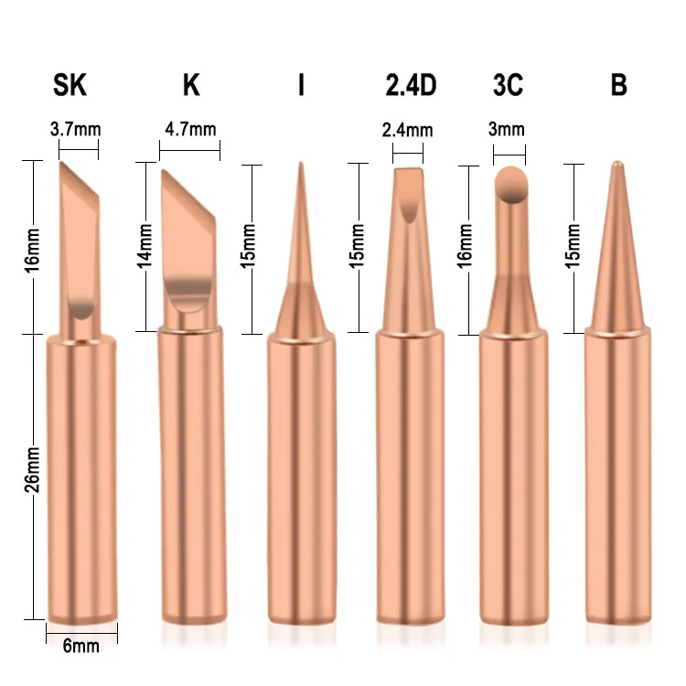 5/6PCS Copper Soldering Iron Tip Set 900M-T Electric Soldering Iron Lead-free Welding Tips Head Tools
5/6PCS Copper Soldering Iron Tip Set 900M-T Electric Soldering Iron Lead-free Welding Tips Head Tools