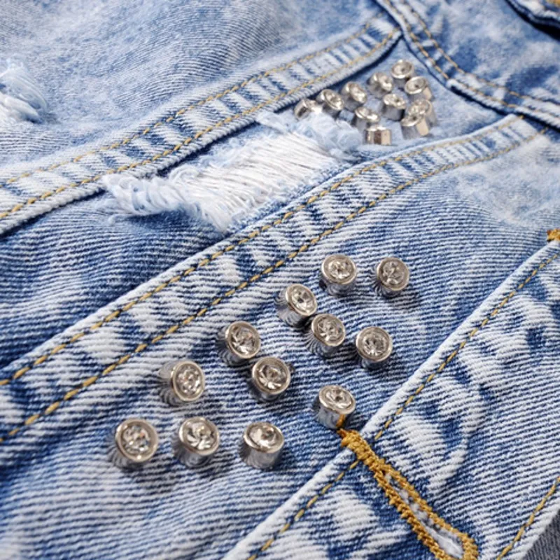 Women Summer Sleeveless Denim Jacket Kawaii Cat Printed Vest Top Hole Ripped Rivets Waistcoat Ladies Casual Jean Vests Coat | Женская