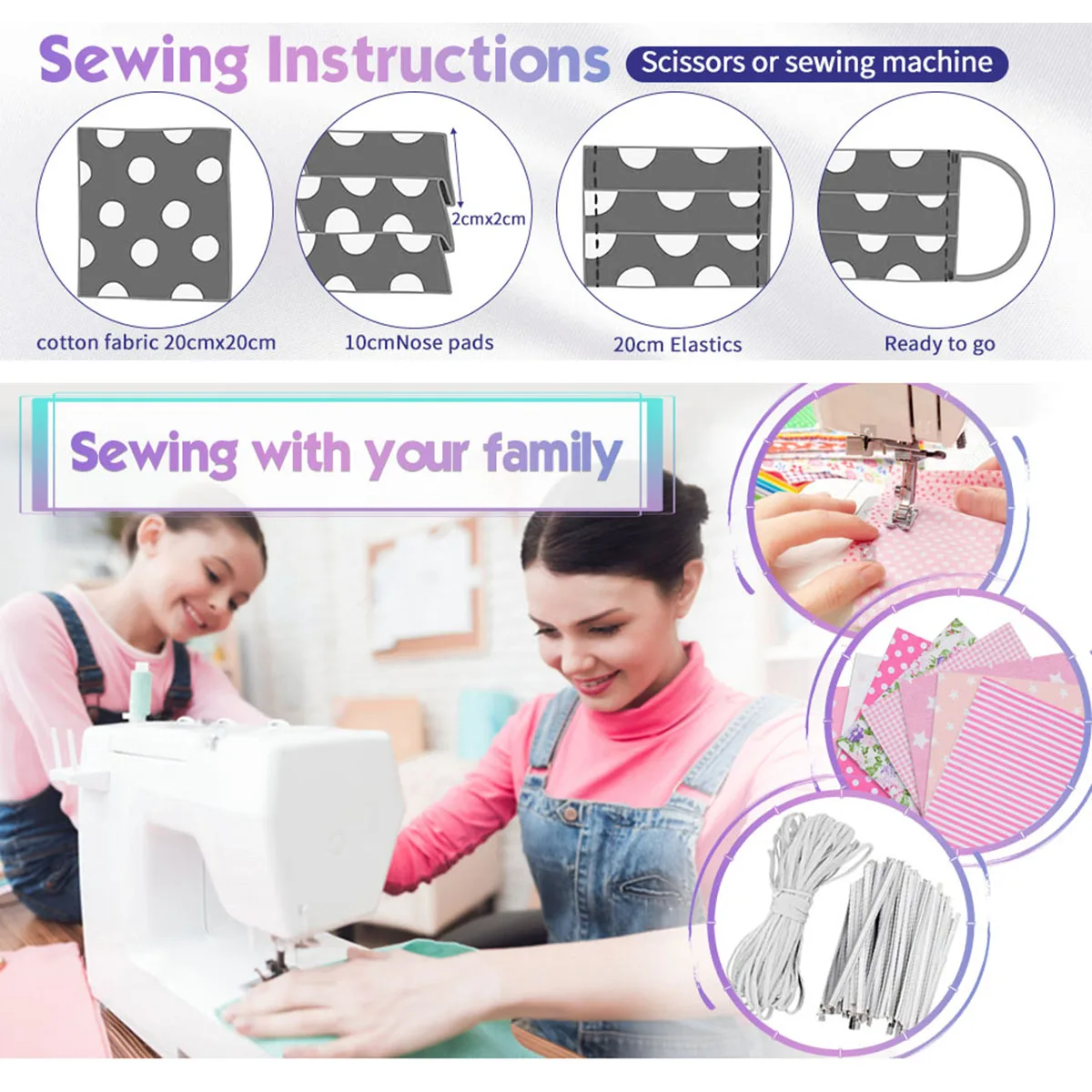 8pcs DIY Cotton Fabric Patchwork Square W/4m Elastic Rope 20x Nose Bridge Clip 7 Colors Pattern Spring Atmosphere Cotton Fabric 
8pcs DIY Cotton Fabric Patchwork Square W/4m Elastic Rope 20x Nose Bridge Clip 7 Colors Pattern Spring Atmosphere Cotton Fabric