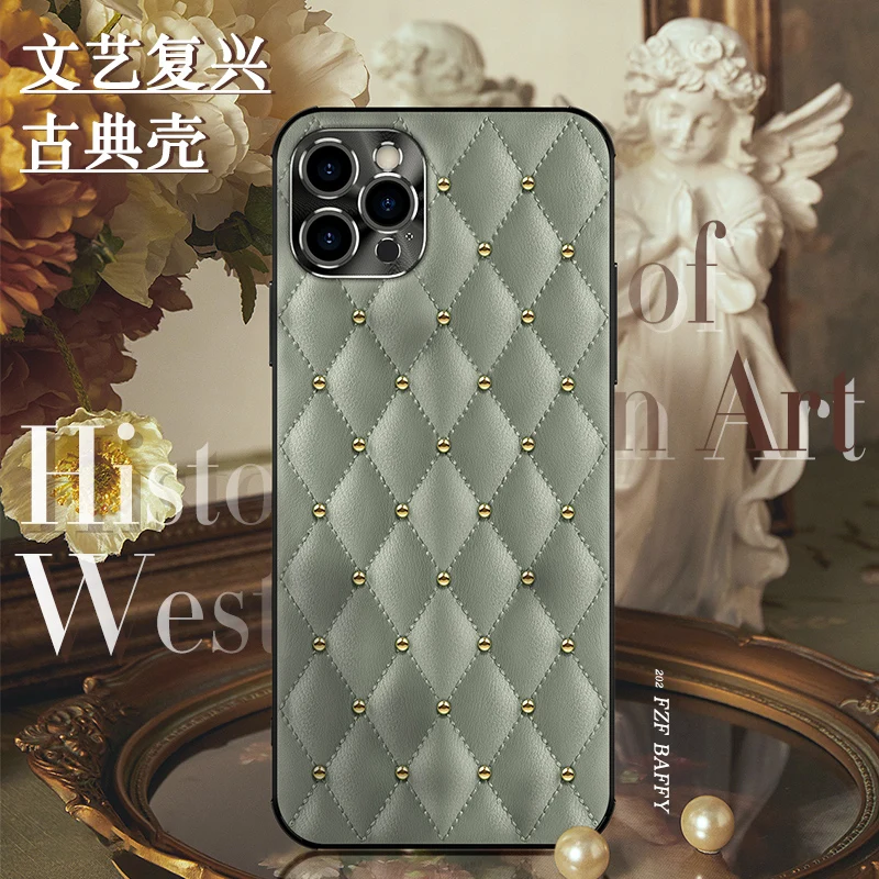 Fashion Luxury PU Leather Rivet Phone Case For iPhone 12 12pro 12promax 12mini 11Pro back Cover cases for girls
Fashion Luxury PU Leather Rivet Phone Case For iPhone 12 12pro 12promax 12mini 11Pro back Cover cases for girls