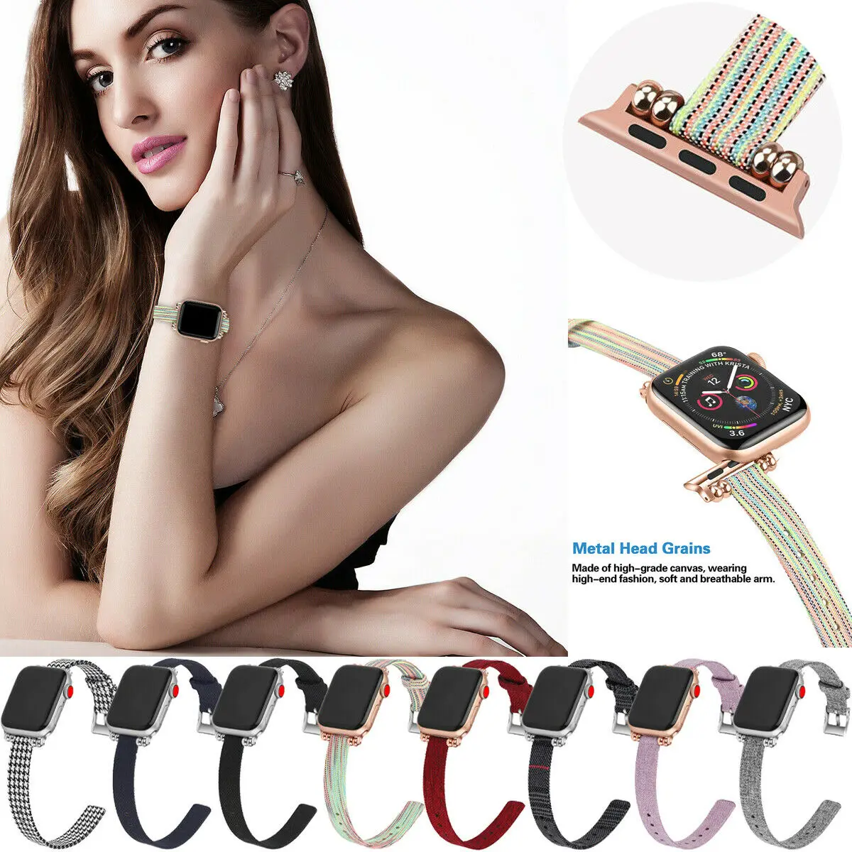 Ремешок нейлоновый для Apple Watch 44 мм 40 мм, элегантный женский браслет-петля для IWatch Series 5 4 3 2 1 42 мм 38 мм
Ремешок нейлоновый для Apple Watch 44 мм 40 мм, элегантный женский браслет-петля для IWatch Series 5 4 3 2 1 42 мм 38 мм