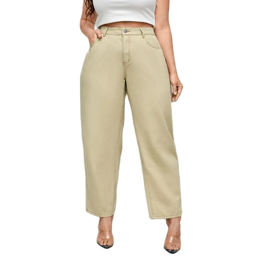 

Plus Size Women's Denim Pants Vintage High Waist Straight Baggy Jeans 2021 Autumn Slant Pocket Mom Fit Jeans Streetwear 4XL 5XL