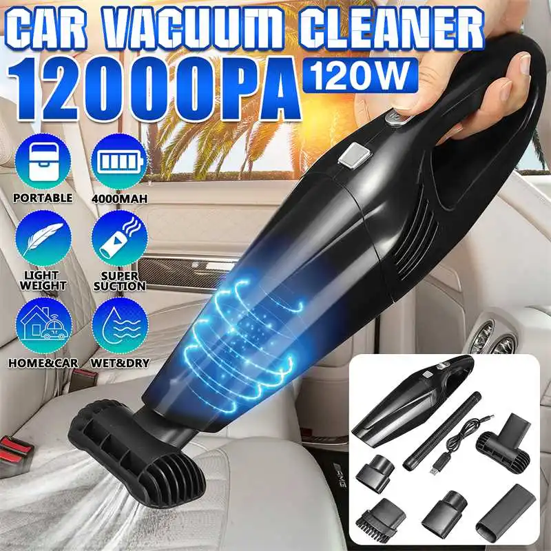 120W Handheld Vacuum Cordless 12000pa Powerful Cyclone Suction Portable Rechargeable Vacuum Cleaner for Car Home Pet Hair
120W Handheld Vacuum Cordless 12000pa Powerful Cyclone Suction Portable Rechargeable Vacuum Cleaner for Car Home Pet Hair