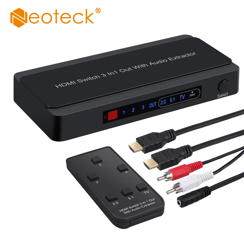 Neoteck 4K 60Hz HDMI совместимый переключатель аудио экстрактор сплиттер с дистанционным
