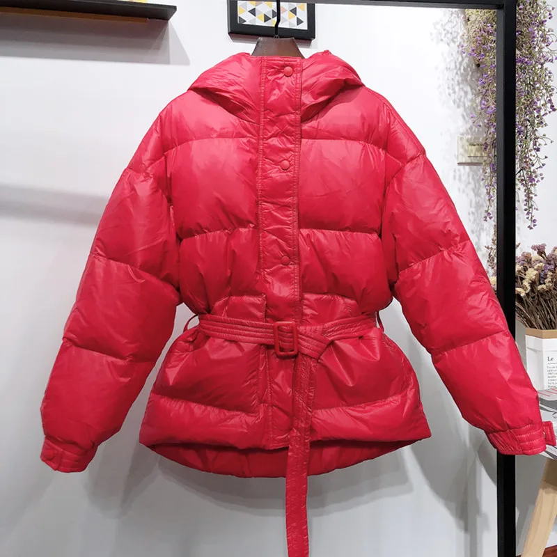 Winter Ultra Light Women Down Jacket Warm White Duck Down Hooded Parkas Female Single Breasted Snow Outerwear With Belt
Winter Ultra Light Women Down Jacket Warm White Duck Down Hooded Parkas Female Single Breasted Snow Outerwear With Belt