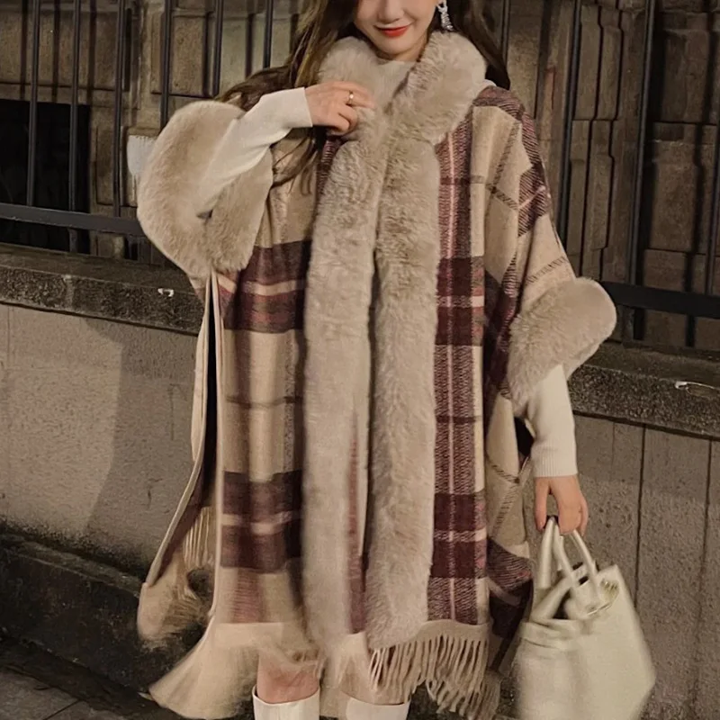 

Утолщенное шерстяное теплое пальто 2021 осень зима корейский стиль винтажная Толстая шаль женская верхняя одежда Свободный пуловер в полоск...