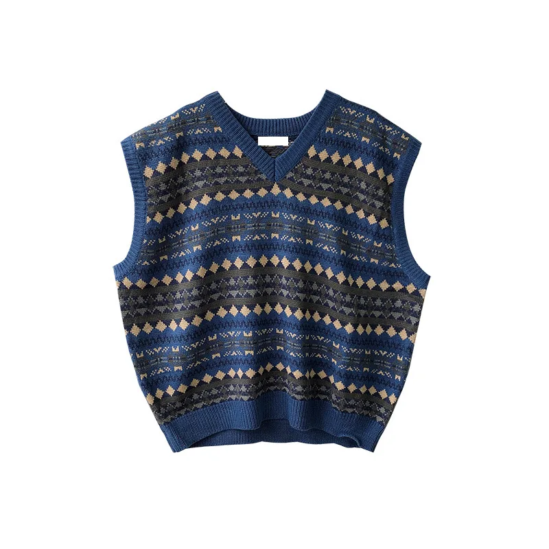 2021 Women Sleeveless Pullover Vintage V-neck Knitted Vest Sweater Elasticity Sweater Loose Female Casual Oversized Knitted Vest
2021 Women Sleeveless Pullover Vintage V-neck Knitted Vest Sweater Elasticity Sweater Loose Female Casual Oversized Knitted Vest