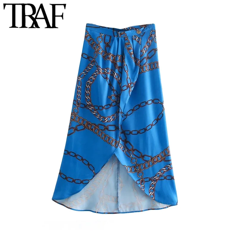 TRAF Women Chic Fashion Chain Print Wrap Midi Skirt Vintage High Waist With Buttons Female Skirts Mujer
TRAF Women Chic Fashion Chain Print Wrap Midi Skirt Vintage High Waist With Buttons Female Skirts Mujer