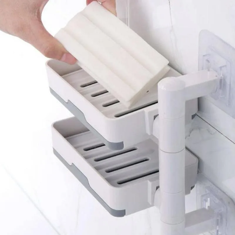 Wall Mount Rotatable Soap Holder Punch Free Rotation Soap Holder Wall Mount 2-Tier Soap Dish Storage Rack Shelf 
Wall Mount Rotatable Soap Holder Punch Free Rotation Soap Holder Wall Mount 2-Tier Soap Dish Storage Rack Shelf