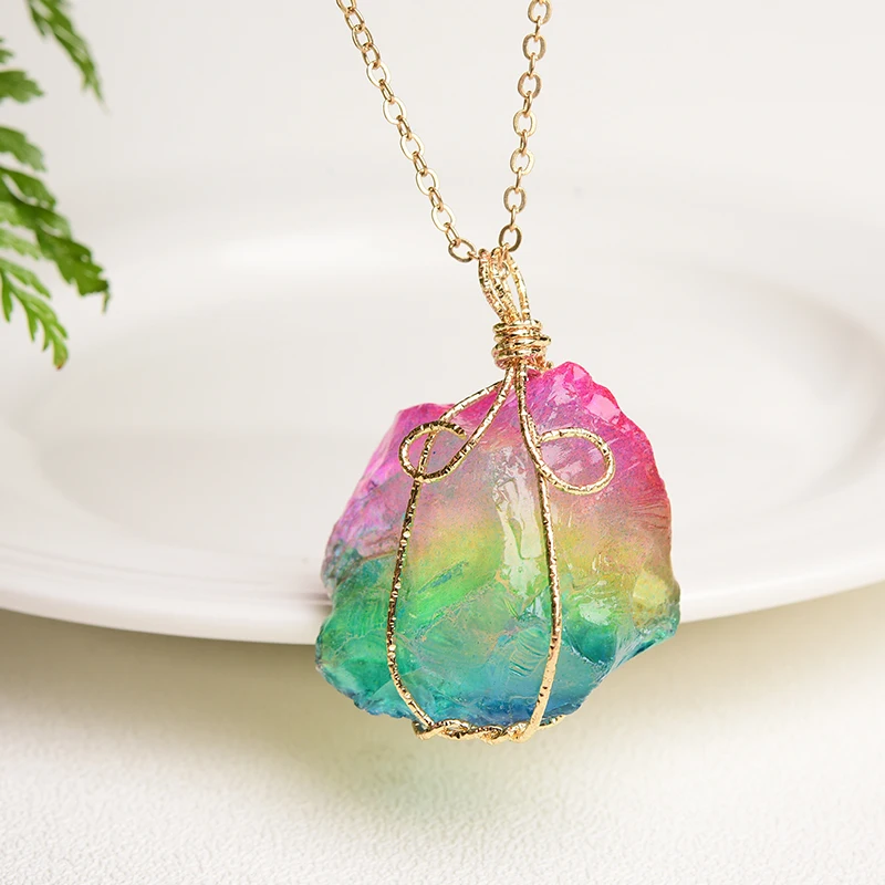 Natural Crystal Crystal Original Stone Plating Pendant Irregular Rainbow Charm Fashion Jewelry DIY Mineral Jewelry Gifts
Natural Crystal Crystal Original Stone Plating Pendant Irregular Rainbow Charm Fashion Jewelry DIY Mineral Jewelry Gifts