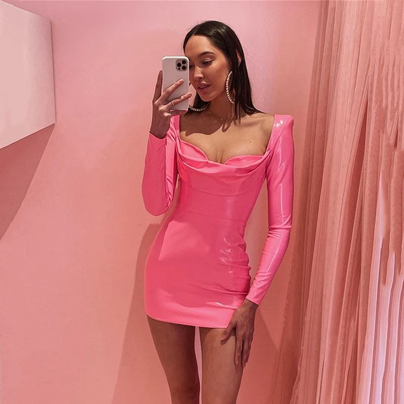 Sexy Women PU Leather Dress Fashion Pile Collar Garment Horn Sleeve Fitness Mini Vestidos High Waist Bodycom Vintage Slim Dress
Sexy Women PU Leather Dress Fashion Pile Collar Garment Horn Sleeve Fitness Mini Vestidos High Waist Bodycom Vintage Slim Dress