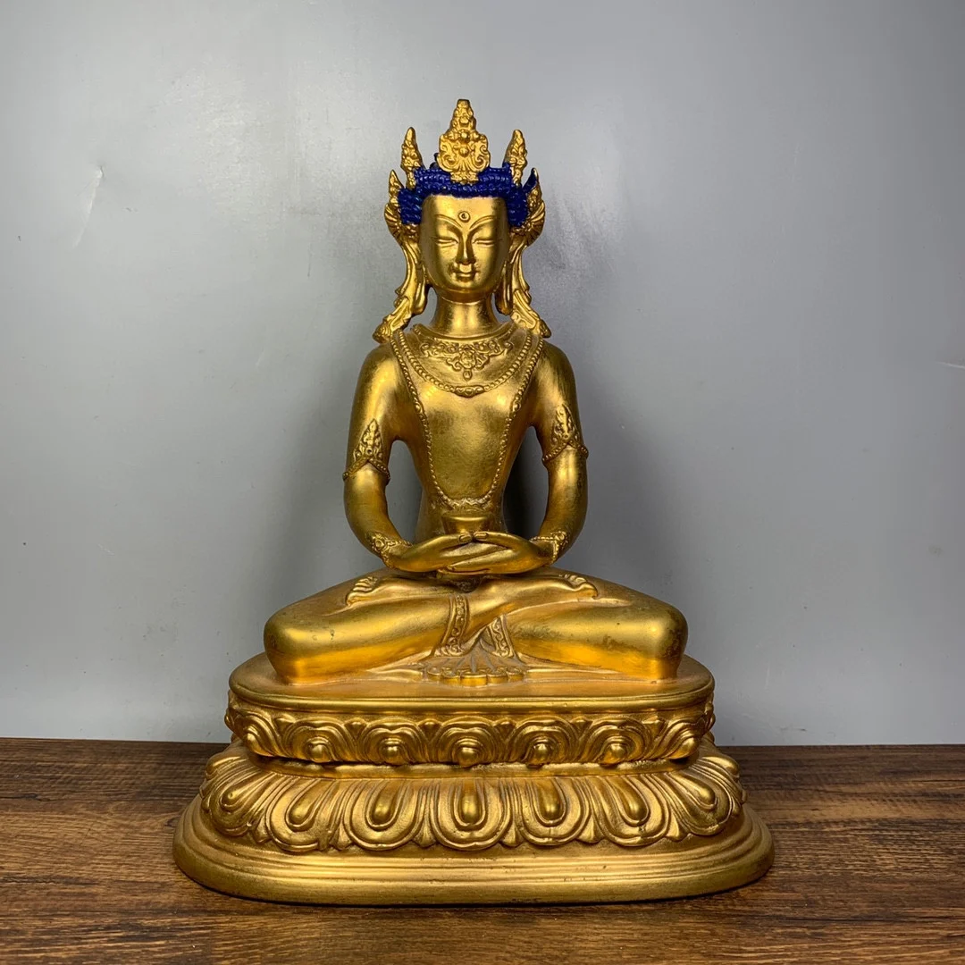 9"Chinese temple collection Old purple Bronze Gilt Real gold Immortal Life Wisdom Tathagata Longevity Buddha Ornaments
9"Chinese temple collection Old purple Bronze Gilt Real gold Immortal Life Wisdom Tathagata Longevity Buddha Ornaments