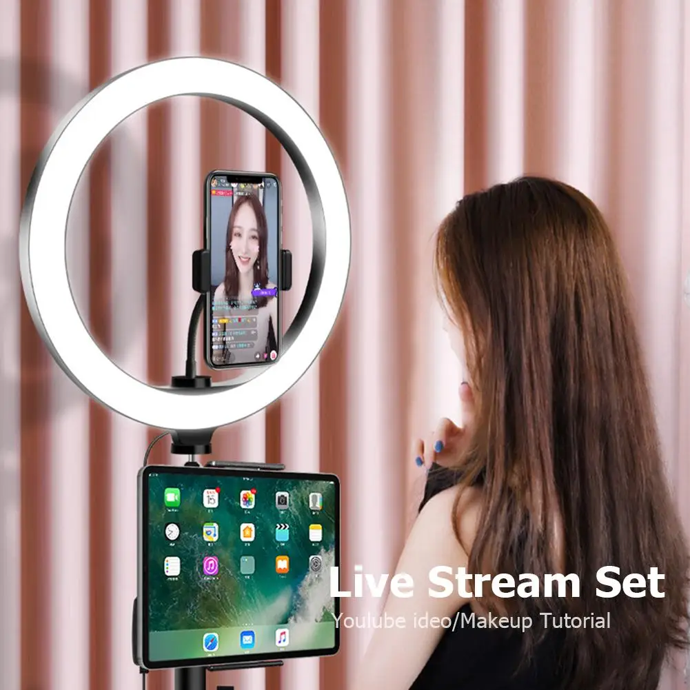 Dimmable 26cm LED Ring Fill Light Selfie Lamp Built-in ABS LED Beads With 1.2m Phone Holder Tripod Makeup Video Live Studio
Dimmable 26cm LED Ring Fill Light Selfie Lamp Built-in ABS LED Beads With 1.2m Phone Holder Tripod Makeup Video Live Studio