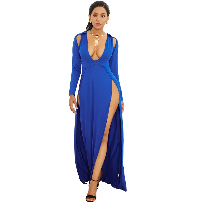 2020 Autumn Women High Elasticity Maxi Dress Sexy Deep V-neck Plus Size Long Sleeve Slim Split Long Evening Party Club Dresses
2020 Autumn Women High Elasticity Maxi Dress Sexy Deep V-neck Plus Size Long Sleeve Slim Split Long Evening Party Club Dresses