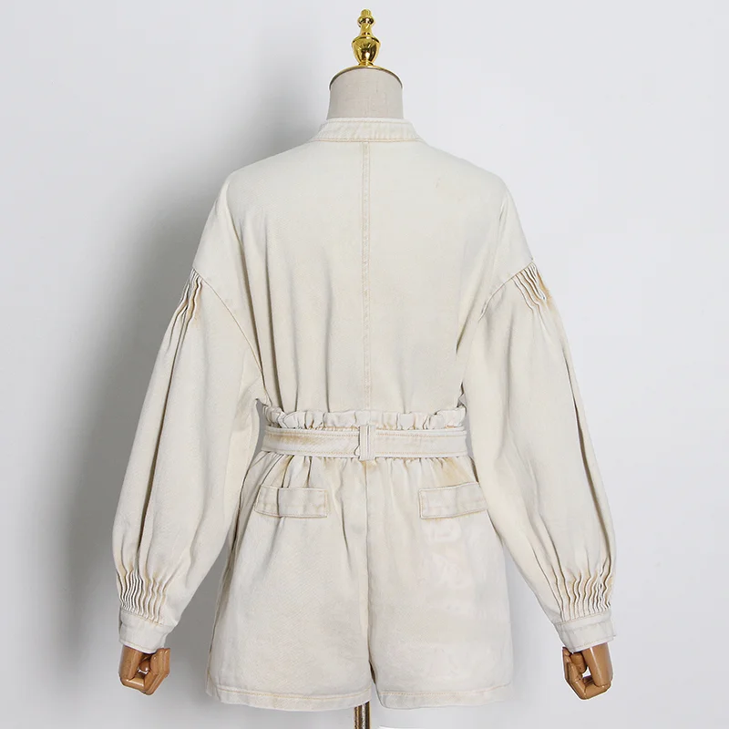Casual Two Piece Set For Women Stand Collar Lantern Sleeve Tops High Waist With Sashes Wide Leg Shorts Sets Women
Casual Two Piece Set For Women Stand Collar Lantern Sleeve Tops High Waist With Sashes Wide Leg Shorts Sets Women